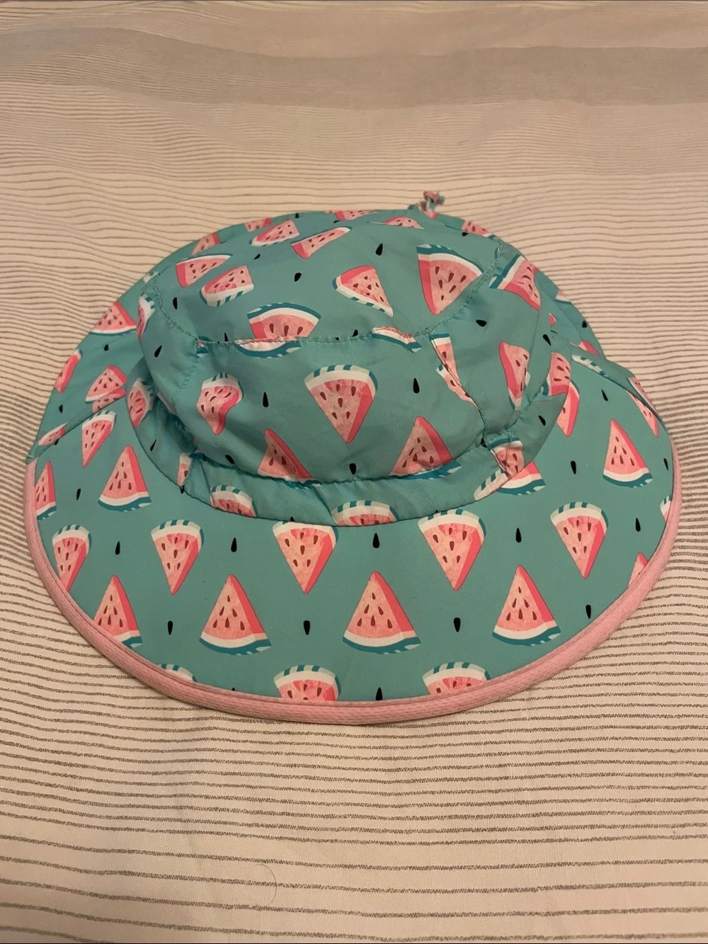 Sun-Protective Kids Swim Hat - Aqua Watermelon Print